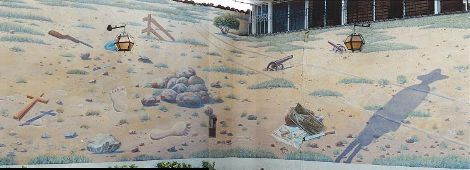 wall mural in Leon which depicts a brief history of Nicaragua